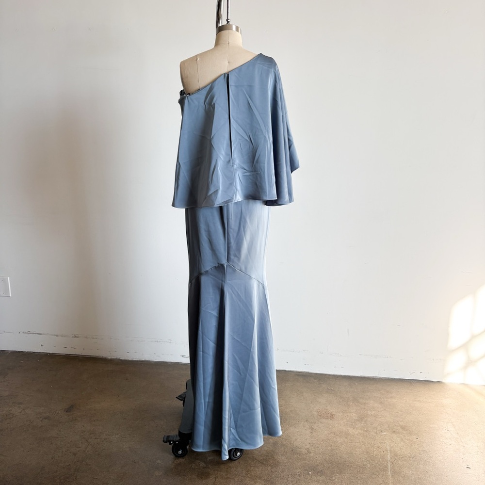Theia One-Shoulder Slate Blue Evening Gown - Picture 8 of 11